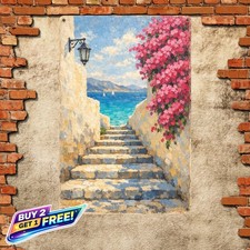 Mediterranean Coastal Metal Wall Sign 8x12 Rustic Seaside Cottage Decor Plaque