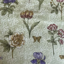 Chelsea Garden Green Scroll Long Stem Flowers Insects Pamela Gladding 2 Yards