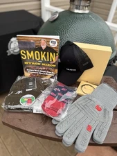 New Meater Block, Gloves, Two Hats , Socks, Coasters And Smokin’ Myron Cook Book