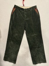 Orvis Supercord Corduroy Pants Mens 36x30 Green Leather Pocket Trim Cuffed 90  s