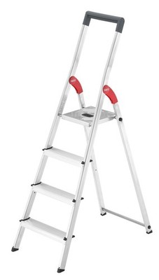 Hailo L51 4-stufig Aluminium-Sicherheits-Stehleiter Stufenleiter Standleiter