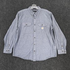 Carhartt Shirt Men's XL Blue Loose Fit Chambray Button Down Pockets 104368