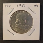 1951 Franklin Silver Half Dollar In About Uncirculated Condition