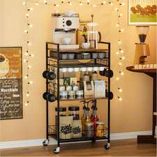 Coffee Bar Station with Storage Drawer - 5 Tier Coffee Table Countertop Organize