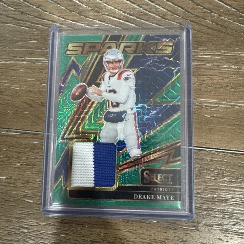 2025 Panini Select Drake Maye Sparks Two Color Patch Green 1/5 BOOKEND 🔥