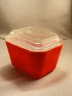 Vintage Red Refrigerator Glass Dish Pyrex 1950s Storage Or Butter Dish,  4” x 3