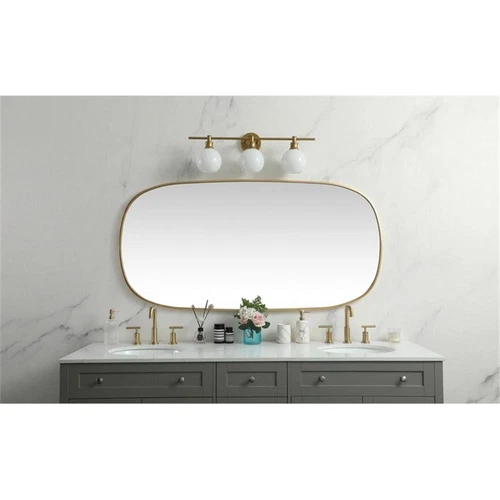 Elegant Decor Brynn 30x60" Oval Modern Metal Wall-Mounted Mirror in Brass - Picture 11 of 11