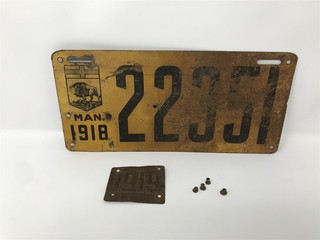 RARE !! Canada Manitoba 1918 Tab License Plate 22351 1919 RARE !!