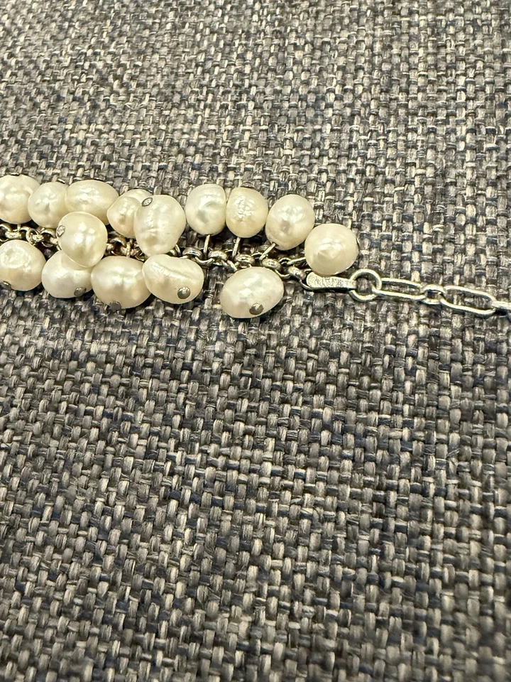 Pulsera de plata de ley 925 perlas de agua dulce colgante con dije de gota vintage Foto 2 de 4