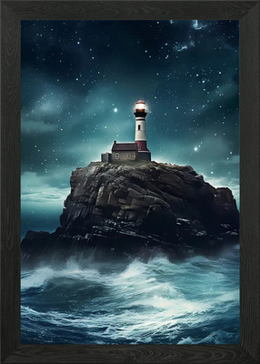 Leuchtturm Galaxie gerahmtes Wandbild Poster Leinwanddruck Bild