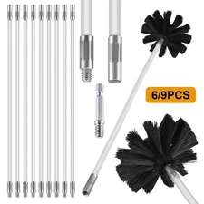 6/9PCS Dryer Vent Cleaning Brush Kit with Flexible Nylon Rods Extends Up to 15FT