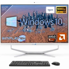 PC All In One 24" Touchscreen Win10 4GB 240GB AMD RX Series Desktop Webcam 2K
