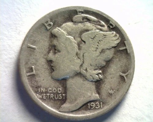 1931-D MERCURY DIME VERY GOOD / FINE VG/F NICE ORIGINAL COIN BOBS COIN FAST SHIP