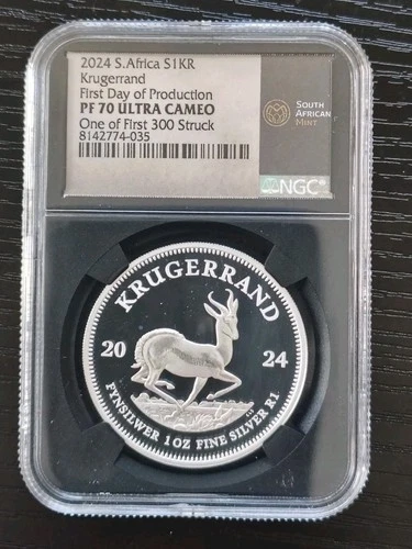 Krugerrand 2024 1 oz Silver One of First 300 Struck Low Mintage NGC PF70 FDI