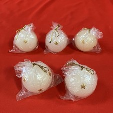 5 - Round 2  Candles Ball Candles Unscented / Sphere Glitter Star / Cream White