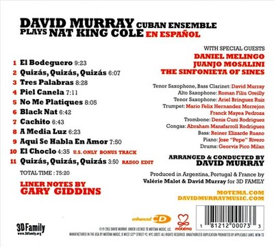 DAVID MURRAY (SAX/BASS CLARINET)/DAVID MURRAY CUBAN ENSEMBLE - PLAYS NAT KING CO