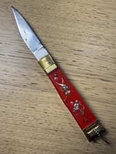 Vintage Matador Bullfighter Folding Pocket Knife Japan Red Clip Point Dragon