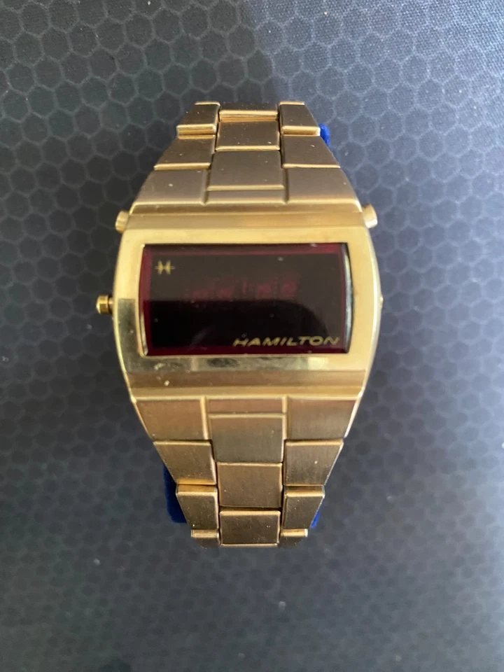 MONTRE WATCH HOMME LED ROUGE HAMILTON QUED IX GOLD VINTAGE ANNEES 70 COMPLET - Photo 4/4