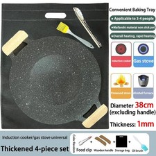 Große Gusseisen Bratpfanne flach Pfannkuchen Pizza Steak Grillplatte Heizplatte Antihaft