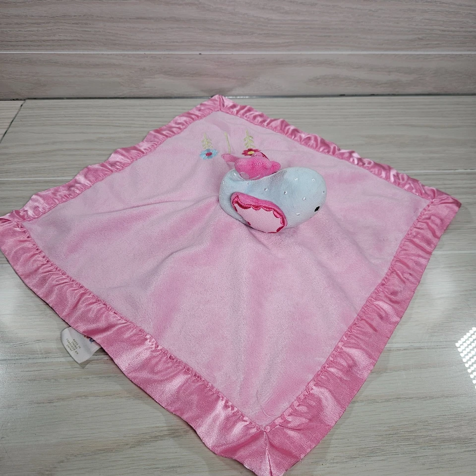Circo Bird 14" Baby Lovey Manta de Seguridad Rosa Bordado Satinado Flores Foto 3 de 4
