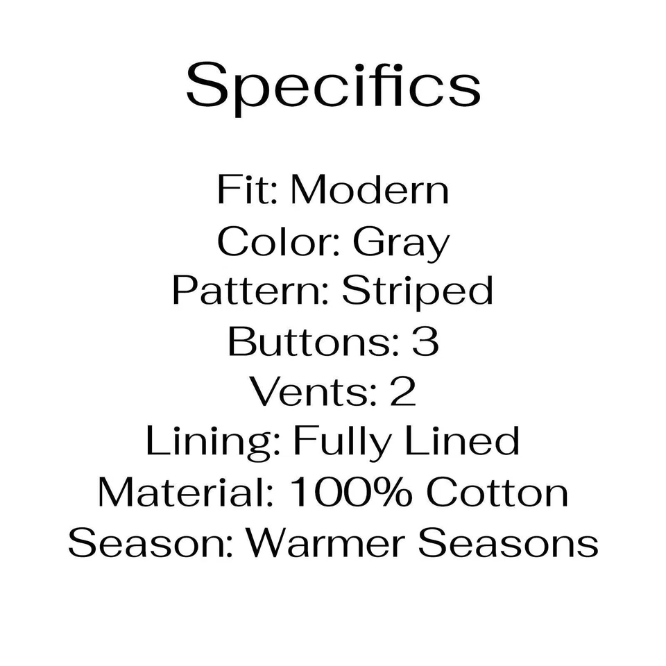 Abrigo Blazer Abrigo Deportivo Gris ETRO 44R Chaqueta Rayas 3 Botones Algodón Foto 4 de 4