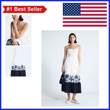 Women's Sleeveless Ruched Cotton Midi Dress Sweetheart Neckline for Summer
