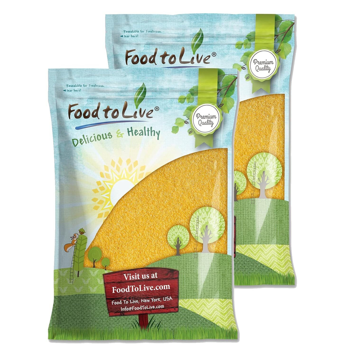 Polenta — granos de maíz amarillo, cocción rápida, vegana, kosher, cruda — por Food to Live