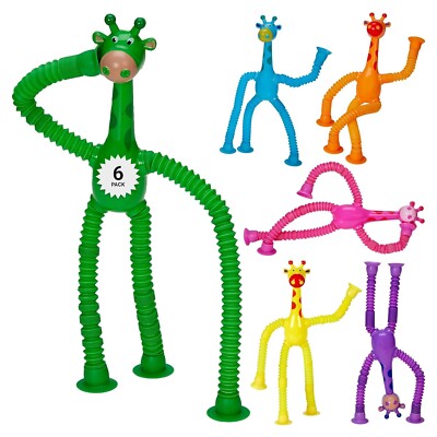 Telescopic Suction Cup Giraffe Toys for Toddler 6 Pack