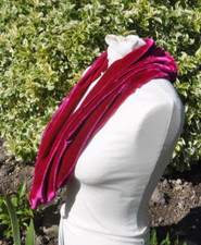 Long cowl/snood Scarf in silk velvet deep pink