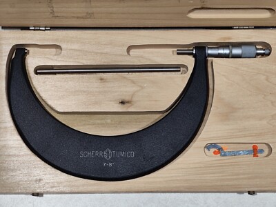 Scherr Tumico Outside Micrometer 7-8'' 0,0001'' Grad w/ Wooden Case