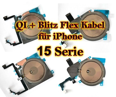 Für iPhone 15 / Plus / Pro / Pro Max QI NFC Modul Flexkabel mit Blitz Flash OEM