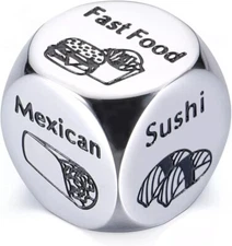 Metal Dinner Decision Dice – Fun Food Picker Gift for Couples & Families, GIft