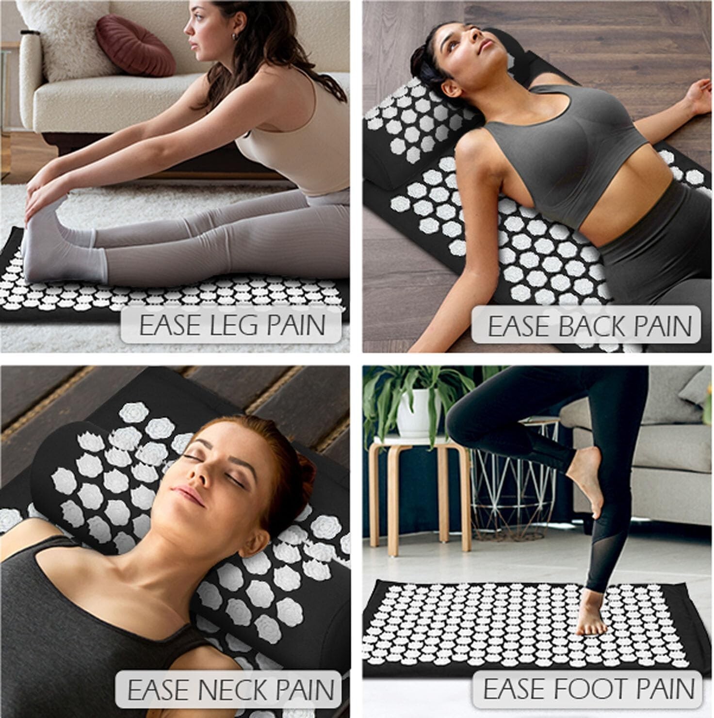 Acupressure Mat & Pillow Massage Set For Neck Back Acupuncture Point Nerve Pain