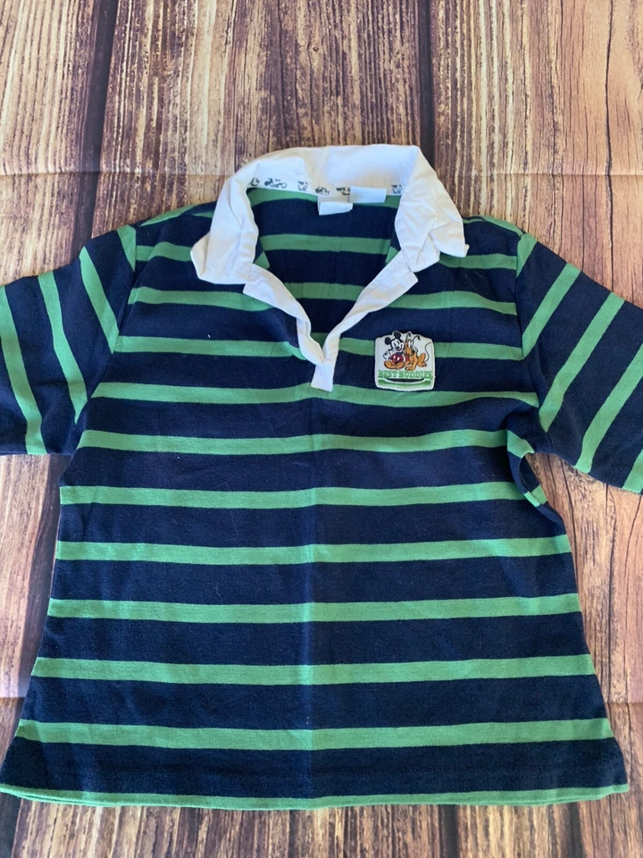 Camisa Polo Pullover Cuello Rayas Verdes y Azules Disney Niños Manga Larga Talla: M Foto 2 de 4