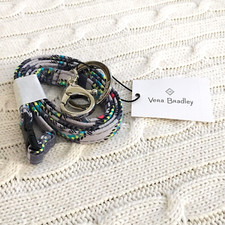 Vera Bradley Breakaway Lanyard Paisley Stripes Gray Cotton NWT MSRP 18