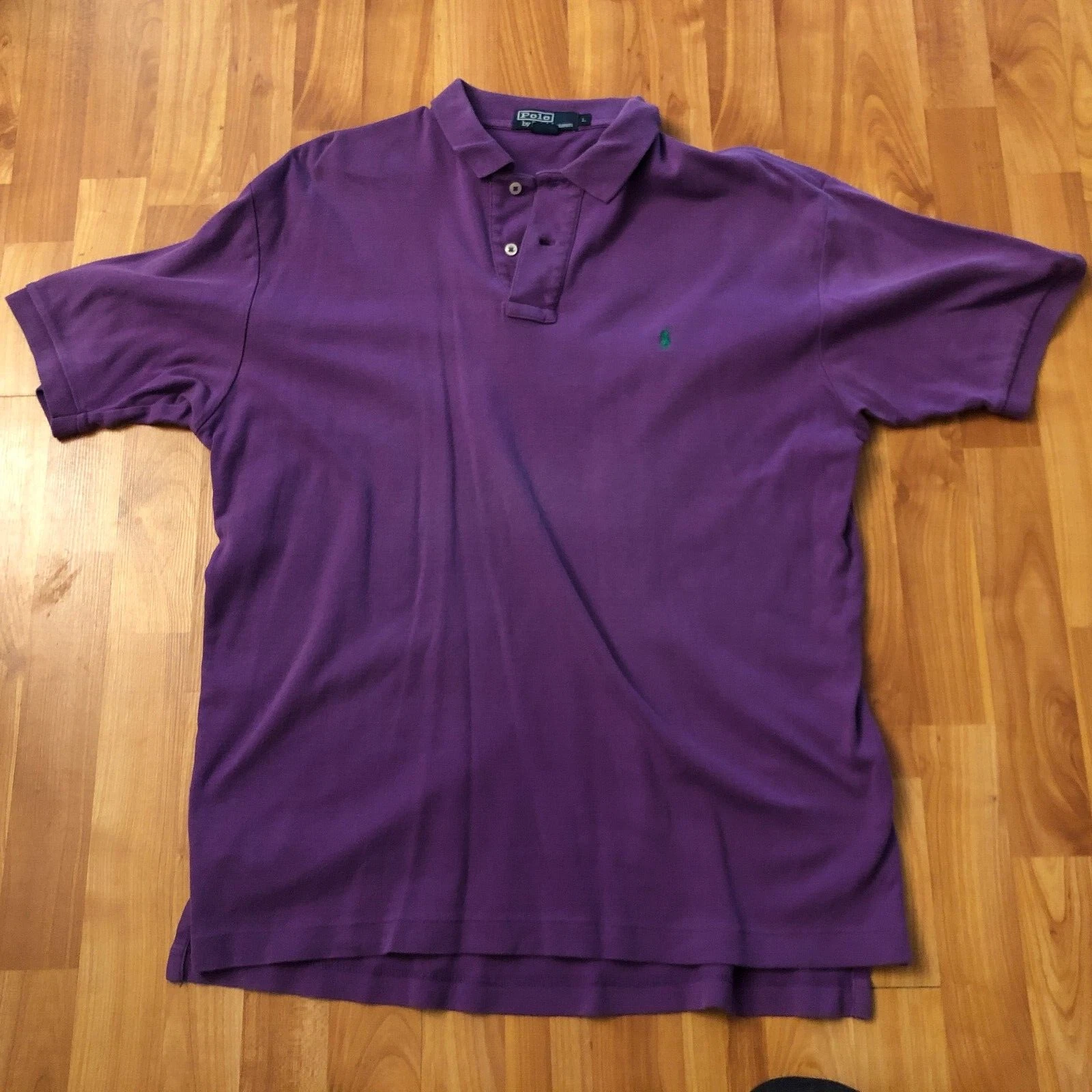 Polo Ralph Lauren Shirt Mens Large L Purple Short Sleeve 1/4 Button