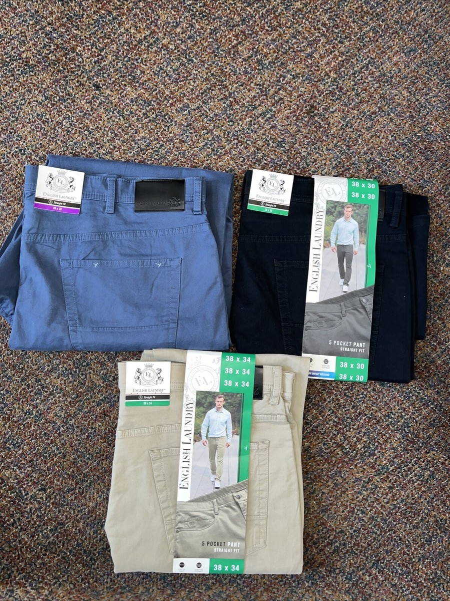 English Laundry Men's 5 Pocket Straight Fit Pant Brown,BLACK,BLUE