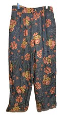 Vintage Lizwear Blue Floral High Waist Cropped Pants Size 10