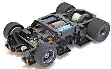 TYCO Mattel Magnum 440 X2 HO SlotCar Black Wide Pan Grey Wheel Chassis 1999 NOS