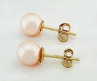 GENUINE FRESH WATER 6 mm PEARLS STUD EARRINGS 14K GOLD - New With Tag — photo 3