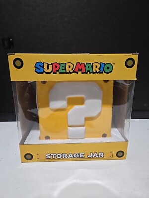 Nintendo Super Mario Bros. Question Mark ? Prize Block Brick Ceramic Storage Jar