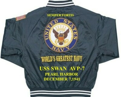 USS SWAN  AVP-7 PEARL HARBOR 12/7/1941 EMBROIDERED SATIN JACKET(BACK ONLY)