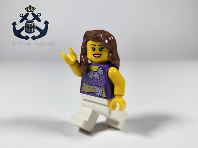 LEGO Minifigure City / Town Female Dark Purple Flowers Blouse Gold
