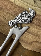 Norse Silver Bird Hair Stick Viking Raven Pin Bun Clip Gothic Crow Hairpin large