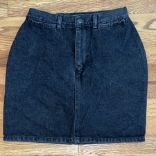 Vintage Polo Ralph Lauren Country Denim Skirt Black Jean Union Made USA Sz 10