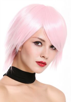 WIG ME UP Perruque pour Femme Court Effilé Sauvage Lisse Raie Clair Rose