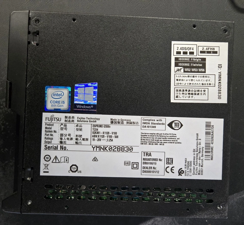 Fujitsu Esprimo G558 MFF I5-8500T 3,5 GHz/8 GB/256 GB NVMe/Adaptador de CA/Win 11 Pro Foto 4 de 4