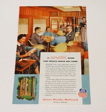 1956 Union Pacific Railroad Print Ad Domeliner Passenger Train Vintage