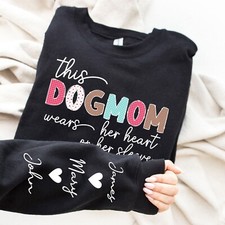 Custom Dog Mom Sweatshirt, Child Names On Sleeve, Mothers Day Gift Sweatshirt