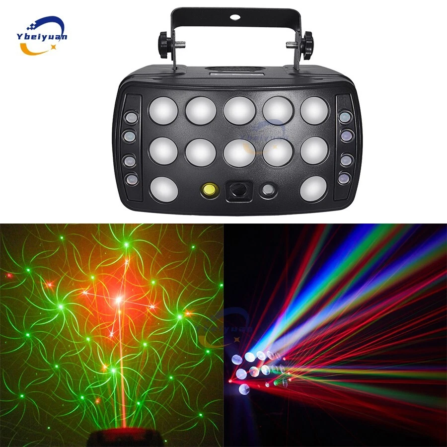 DJ Disco Party Stage Light 4 in 1 Red Laser LED Strobe RGBW Effect DMX512 Light - Image 2 of 4